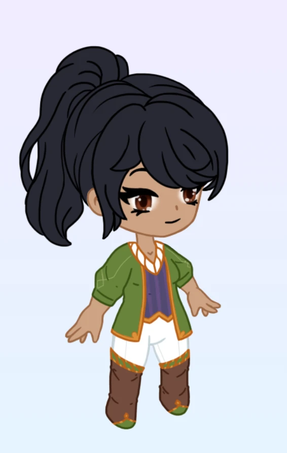 Avatar chibi con abrigo verde de exploradora y botas