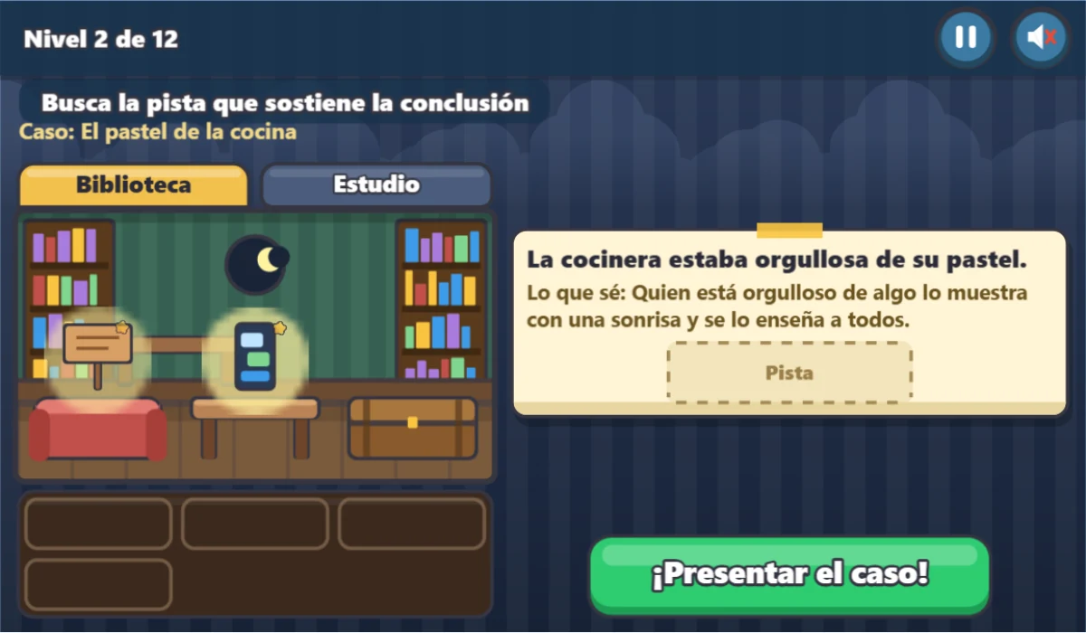 Captura real de Detective de la mansión: habitaciones, pistas y libreta de investigación